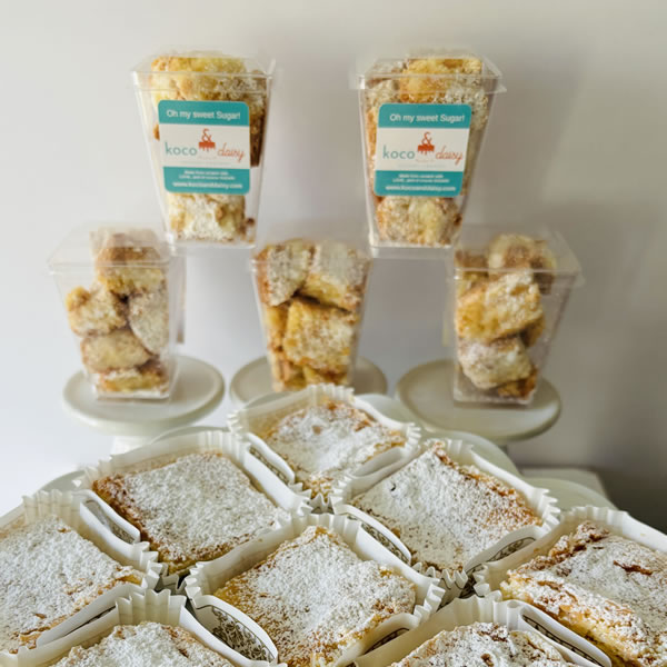 gooey butter cake squares and cups
